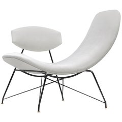 Martin Eisler Reversible Chair Reupholstered in White Linen