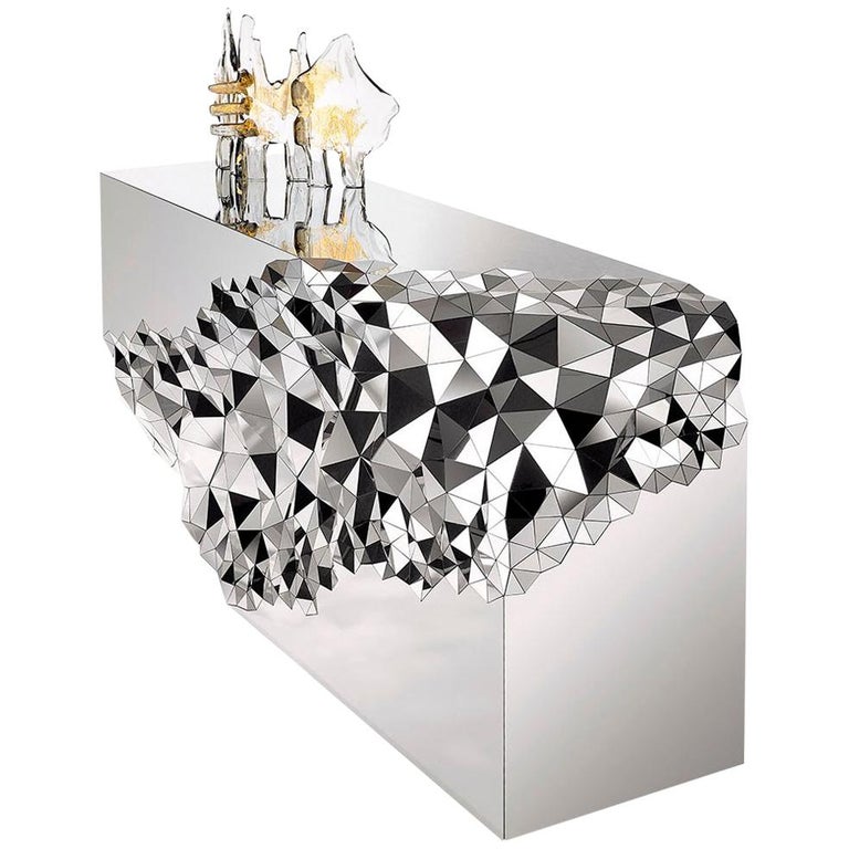 Geometric Console Table in Mirror Polished Steel, Stellar by Jake Phipps For Sale