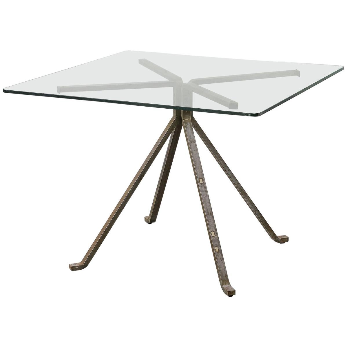  "Cugino" Tempered Glass and Steel Table by Enzo Mari for Driade, circa 1973 For Sale