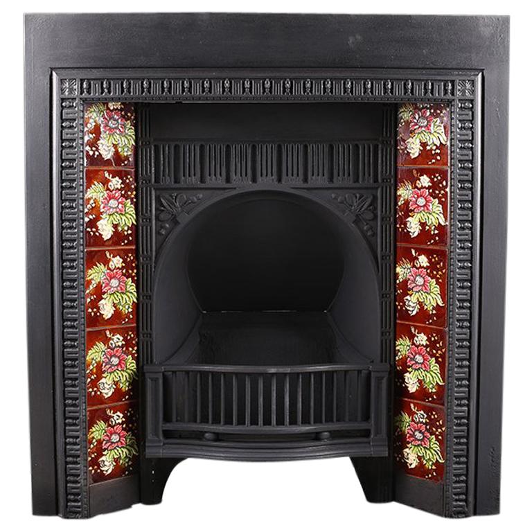 Antique Victorian Cast Iron Fireplace Insert, Late 19th Century For Sale