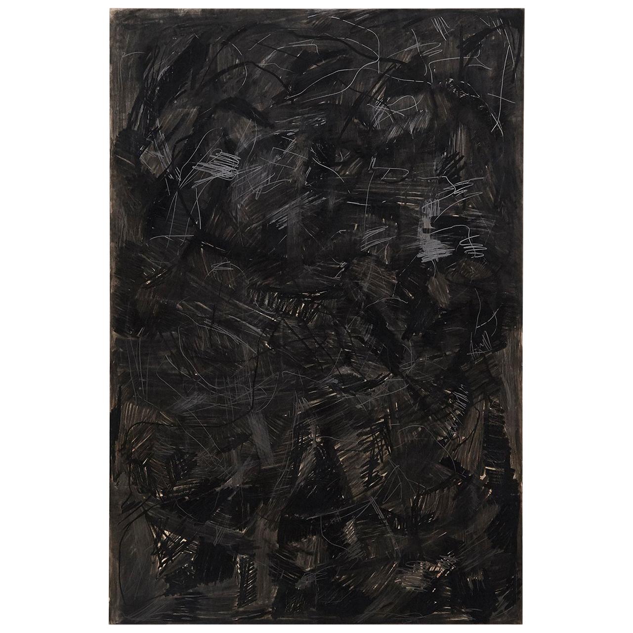 Adrian Contemporary Abstract Black Mix-Media Large Painting