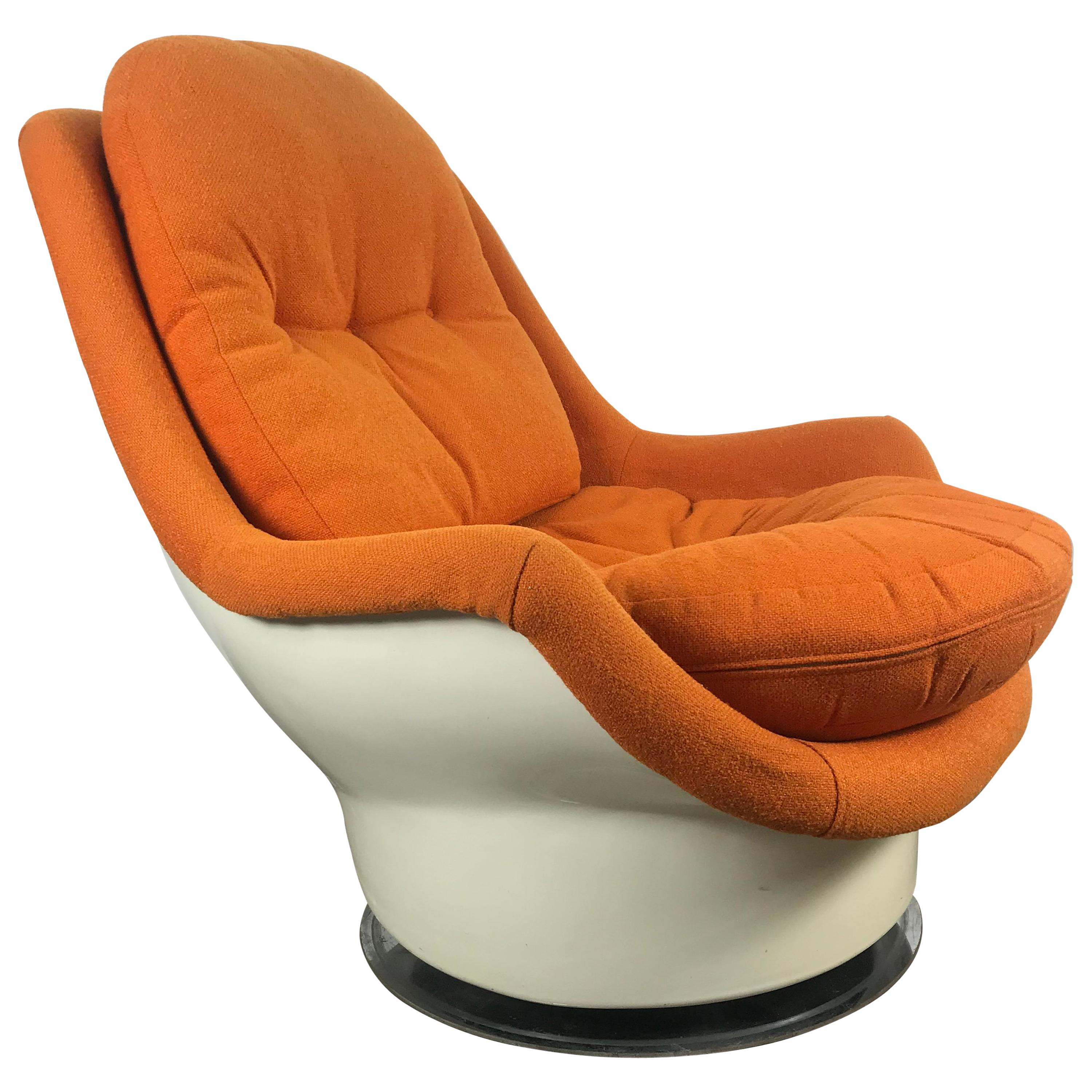 Fiberglass Space Age Tilt /Swivel Lounge Chair, Milo Baughman 