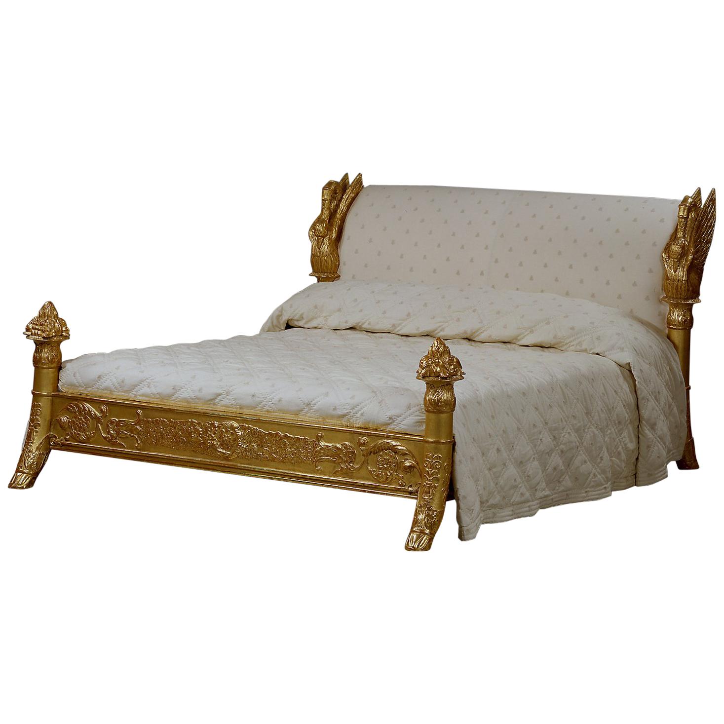 Louis-Philippe Gilt Composition King Size Bed After Jacob-Desmalter, circa 1850 For Sale