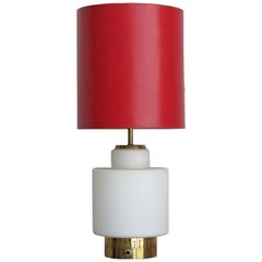 Stilnovo Italian Mid-Century Modern Design Red Glass Table Lamp, 1950s