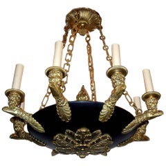 Antique Gilt Bronze and Tole Empire Chandelier