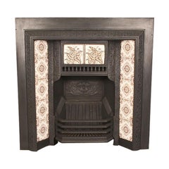 Antique Victorian Tiled Cast Iron Fireplace Insert, English, 19th Century