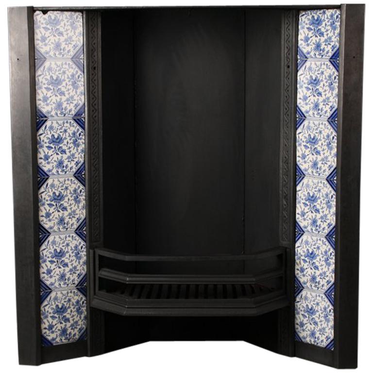 Antique Aesthetic Movement Victorian Tiled Fireplace Insert by Thomas Jeckyll For Sale