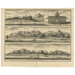 Antique Print of Hila and Fortresses by Valentijn '1726'