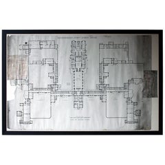 Grand plan d'architecte victorien du site de l'asile psychiatrique du comté de Northumberland