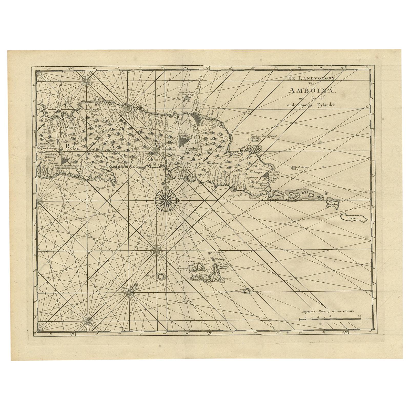 Antike Karte von Bernstein und seiner Umgebung von Valentijn '1726'