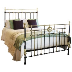 Antique Victorian Cast Iron Bed in Black - MK166