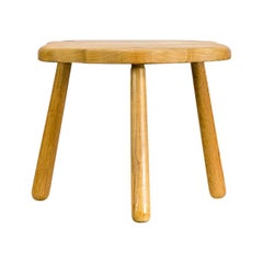 1970s Smoked Oak Wooden Stool