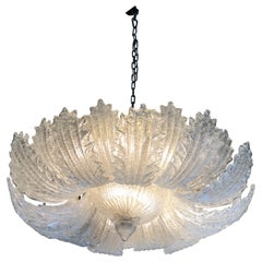 Italian Midcentury Murano Glass Chandelier with 26 Leaves