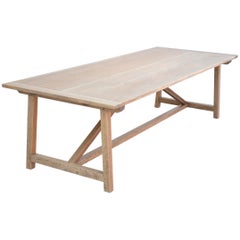 Table de ferme Iris en chêne taillé en fente vieillie (adaptable, extensible) 