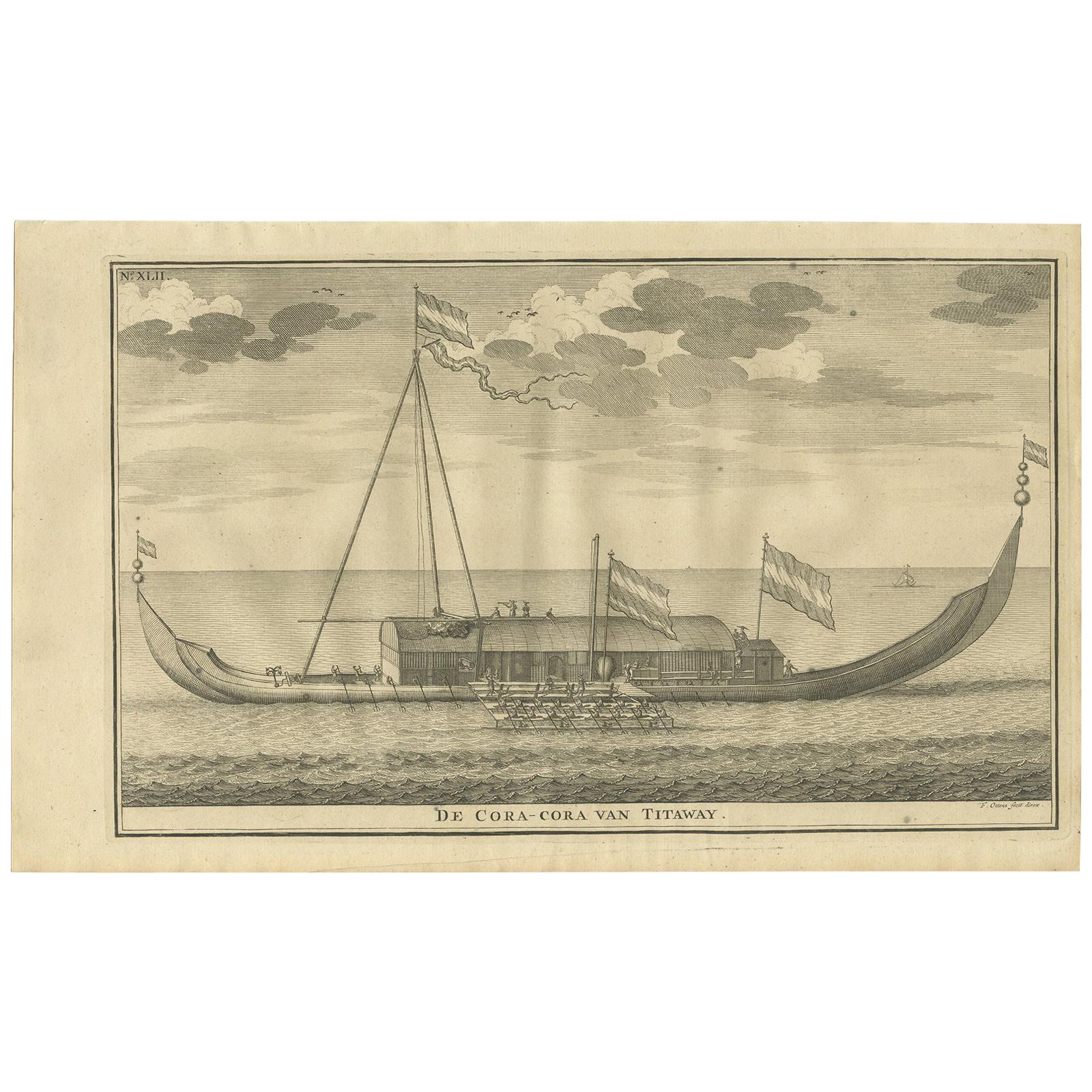 Antique Print of the Coracora Fleet by Valentijn, 1726 For Sale