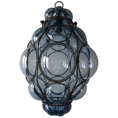 Midcentury Venetian Seguso Mouth Blown Bubbles Lantern Chandelier