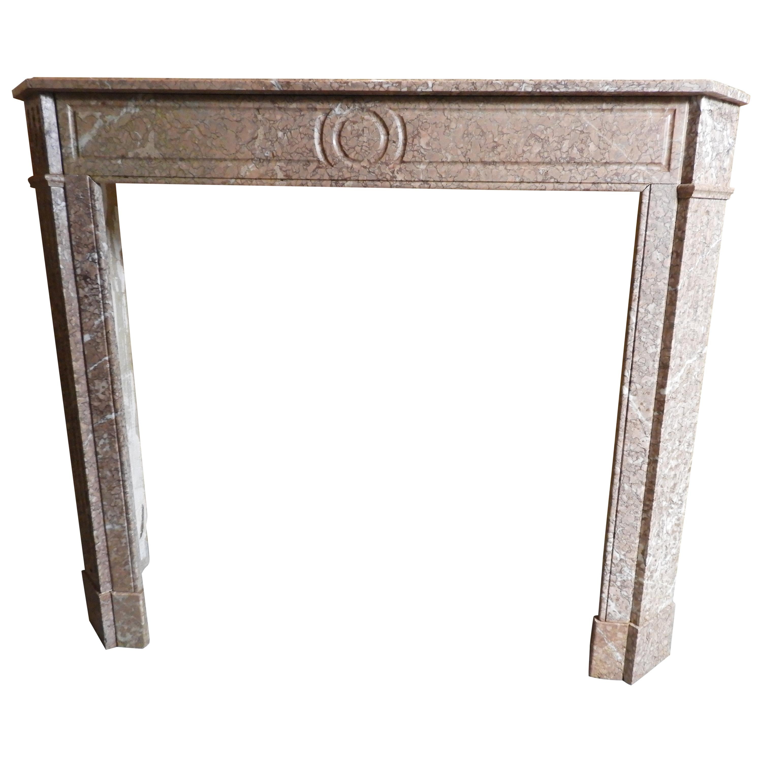 20th Century Marble Fireplace "Campan Rose Vert" For Sale