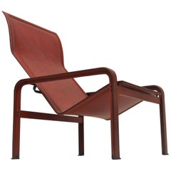 Matteo Grassi Red Leather Lounge chair, 1970s