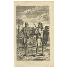 Impression ancienne d'un homme de Buginese et d'Amonese par Valentijn, 1726