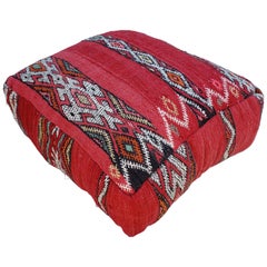 Moroccan Old Hanbal Kilim Pouf / Ottoman, K1