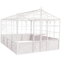 French Style Wrought Iron Greenhouse with Door and Windows in White Color