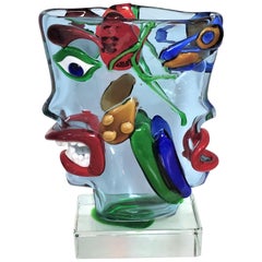 Renato Anatra Beautiful Grotesque Double Face Murano Sculpture Vase