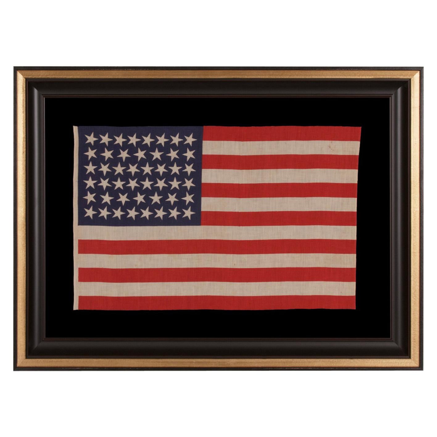 46 Stars with Varied Star Positioning on an Antique American Flag