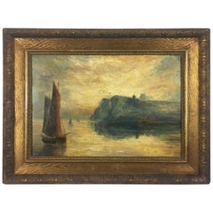 Oil on Canvas Seascape Painting, Signed Scenes from Whitby, England