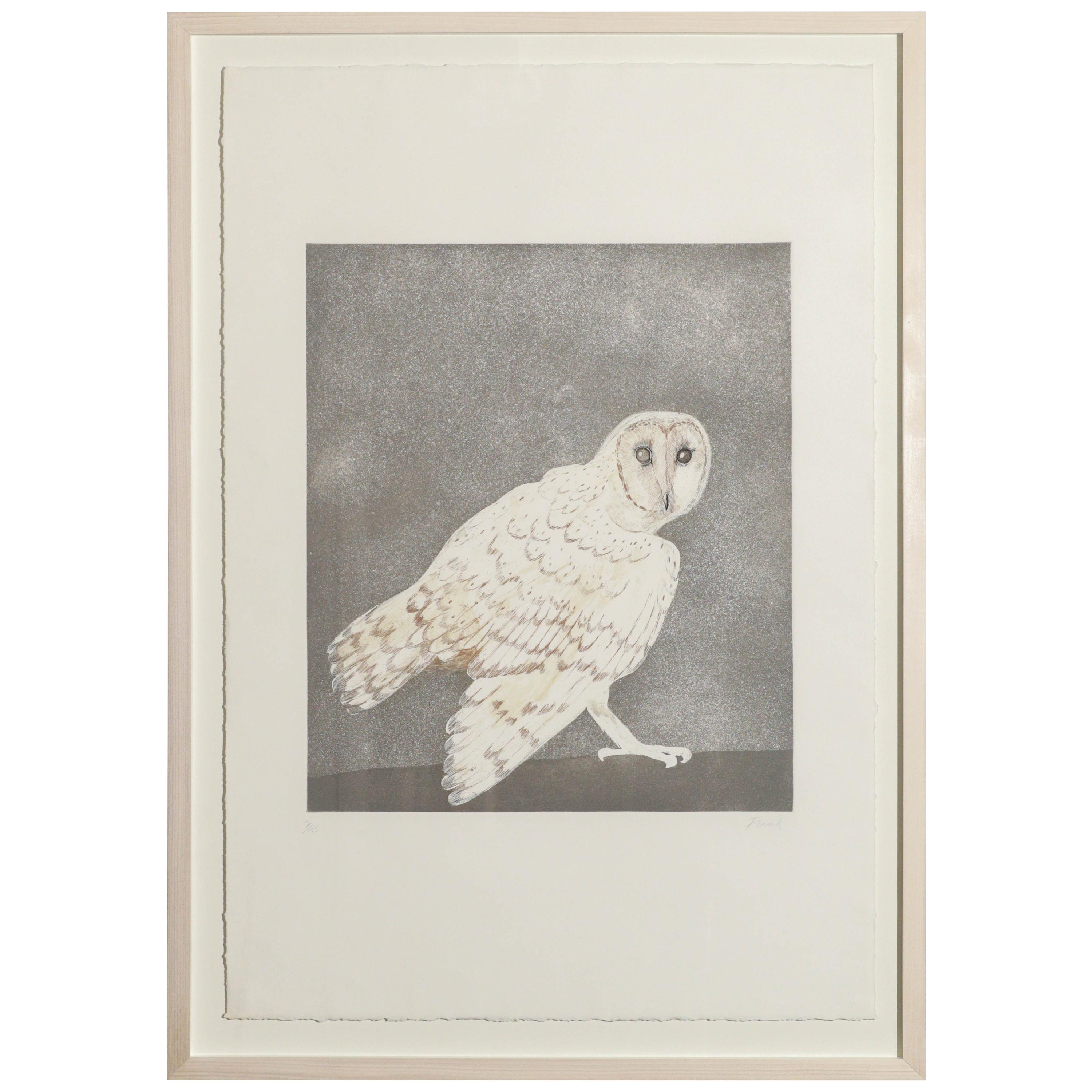 Barn Owl, Etching with Aquatint in Colors by Dame Elizabeth Frink, circa 1977 For Sale