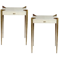 Elegant Pair of Shagreen Side Tables by Studio Gustin
