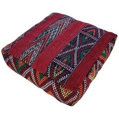 Moroccan Old Hanbal Kilim Pouf / Ottoman, K5