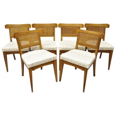 Ensemble de 6 chaises de salle à manger en noyer à dossier incurvé de style Tomlinson, mi-siècle moderne