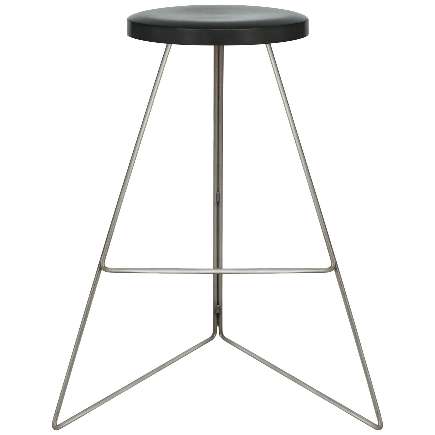 Coleman Stool, Natural Steel and Charcoal, Bar Height, 54 Variations Available For Sale