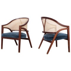 Pair of Dunbar Cane Back Lounge Chairs by Edward Wormley