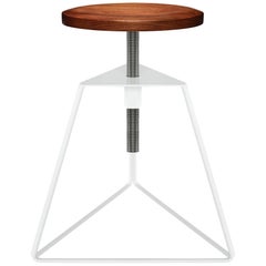 Camp Stool, White and Walnut, Adjustable Height, 18 Variations