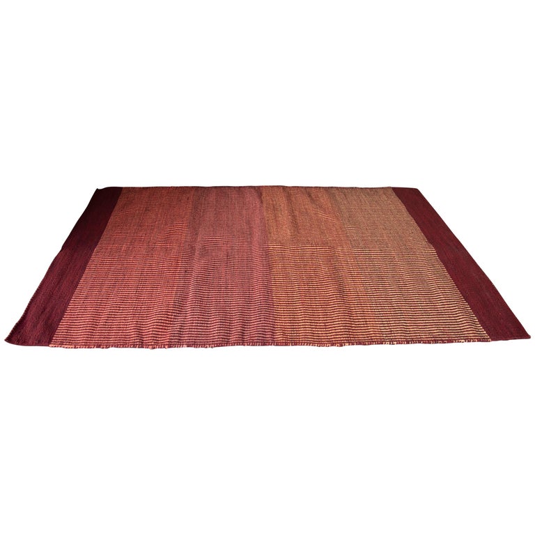 Mexican Zapotec Wool Rug Abstract Modern Design Hand Dyed Red
