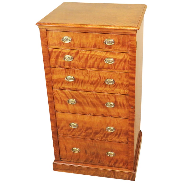19th Century Maple and Mahogany Antique Wellington Chest For Sale at