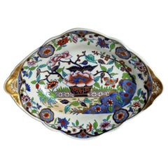 Late Georgian Spode Dish or Oval Plate finely enamelled Pattern 4052, circa 1820