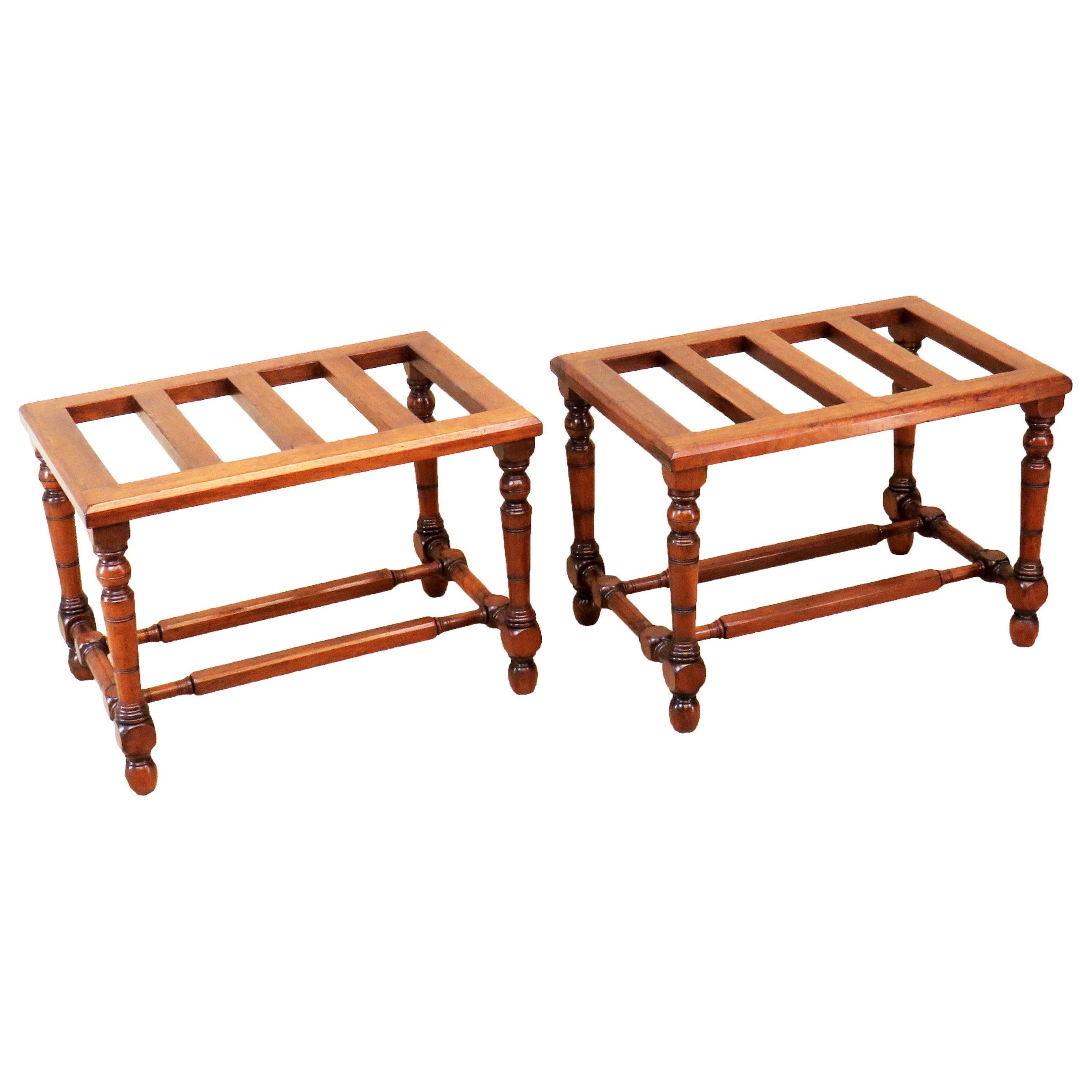 19th Century English Pair Of Antique Walnut Luggage Stands