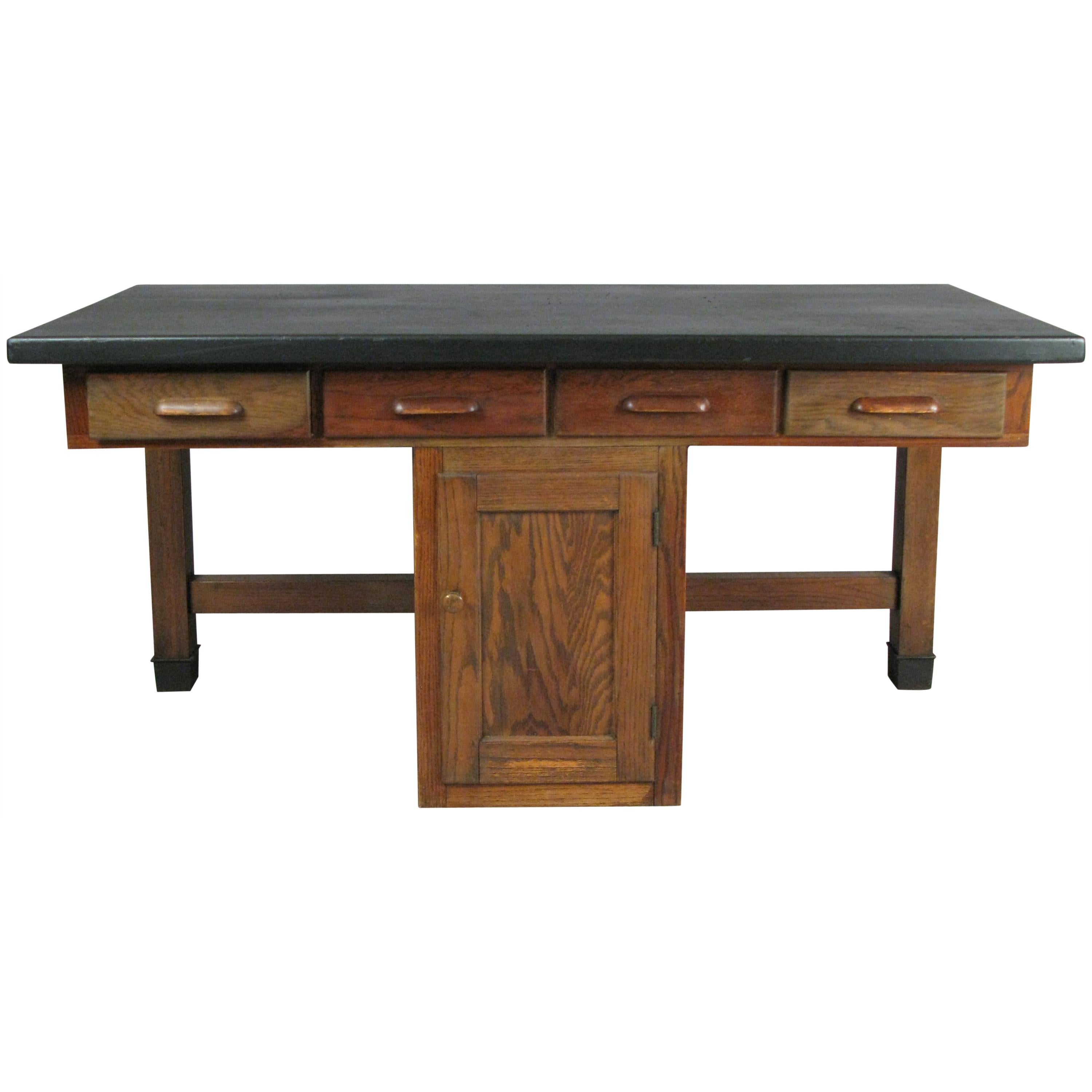 Antique 1940s Oak Lab Desk Table by Welch at 1stDibs antique lab