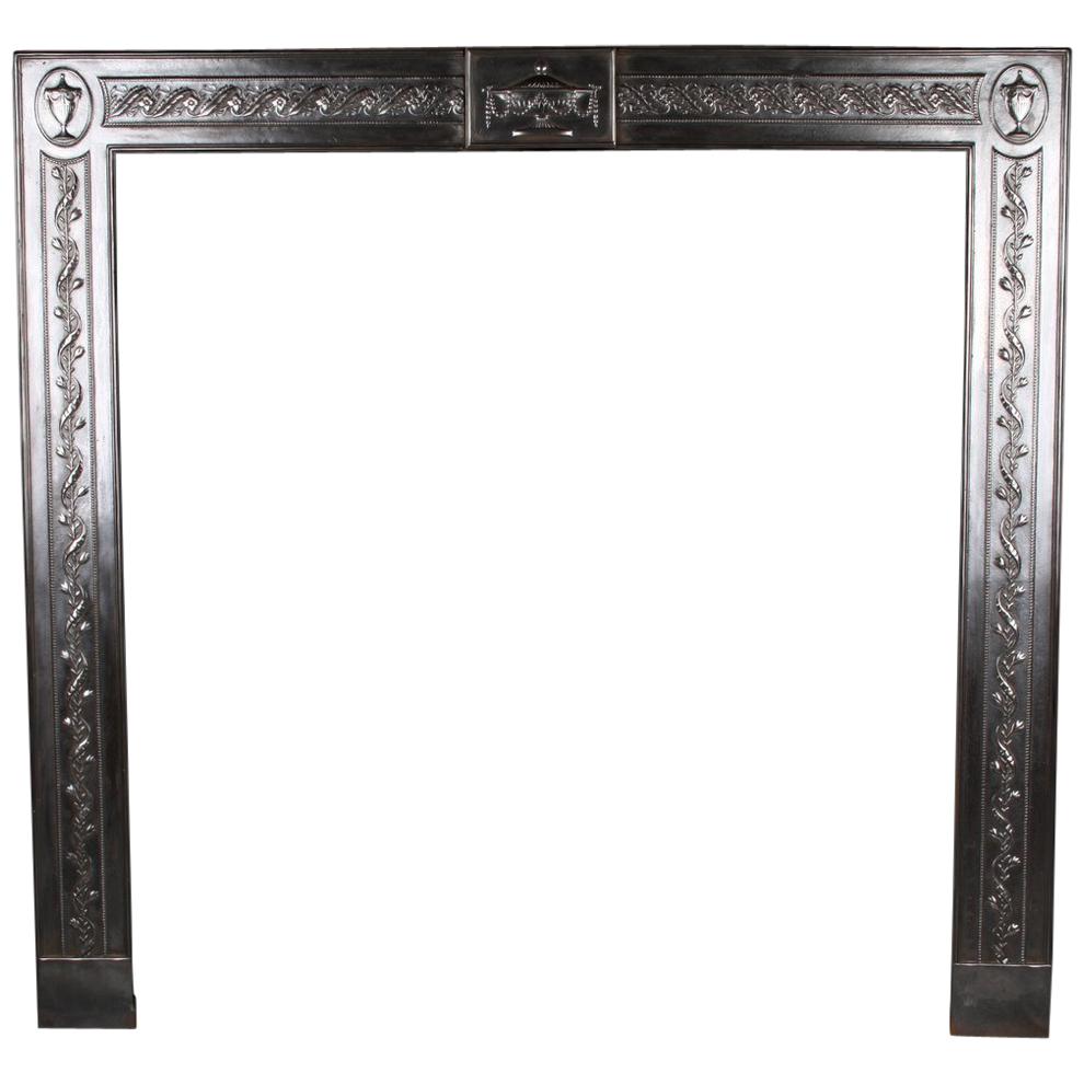 Large Georgian Antique Ornate Cast-Iron Fire Grate Insert, English 19th Century For Sale