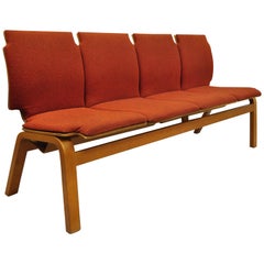 4-Seat Bentwood Mid-Century Modern Bench Banquette by Sauder Designare