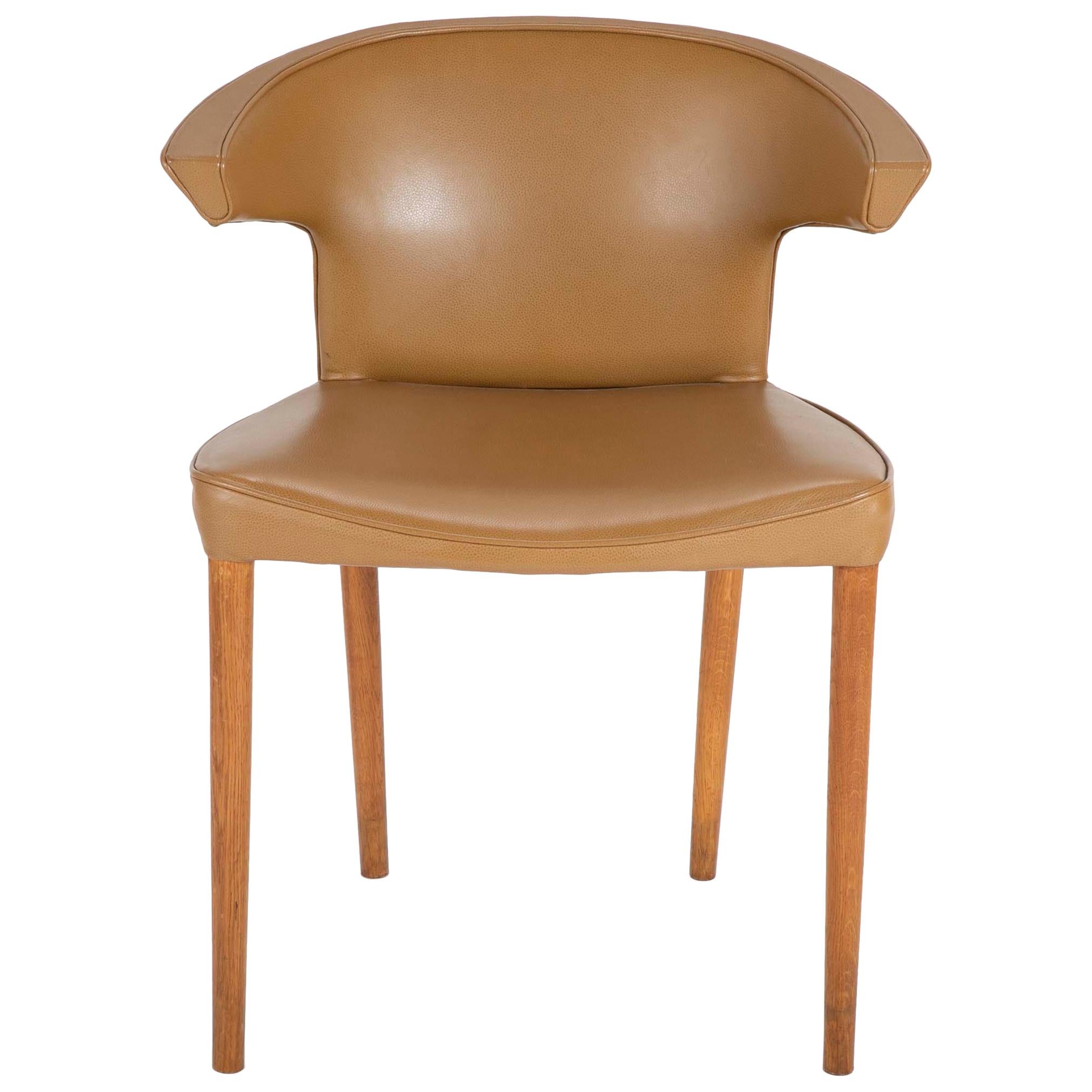 Oak and Leather Upholstered Chair Strongly Attributed to Ludvig Pontoppidan