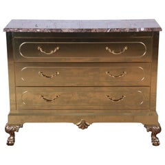 Mastercraft Style Brass Clad Marble Top Chest of Drawers