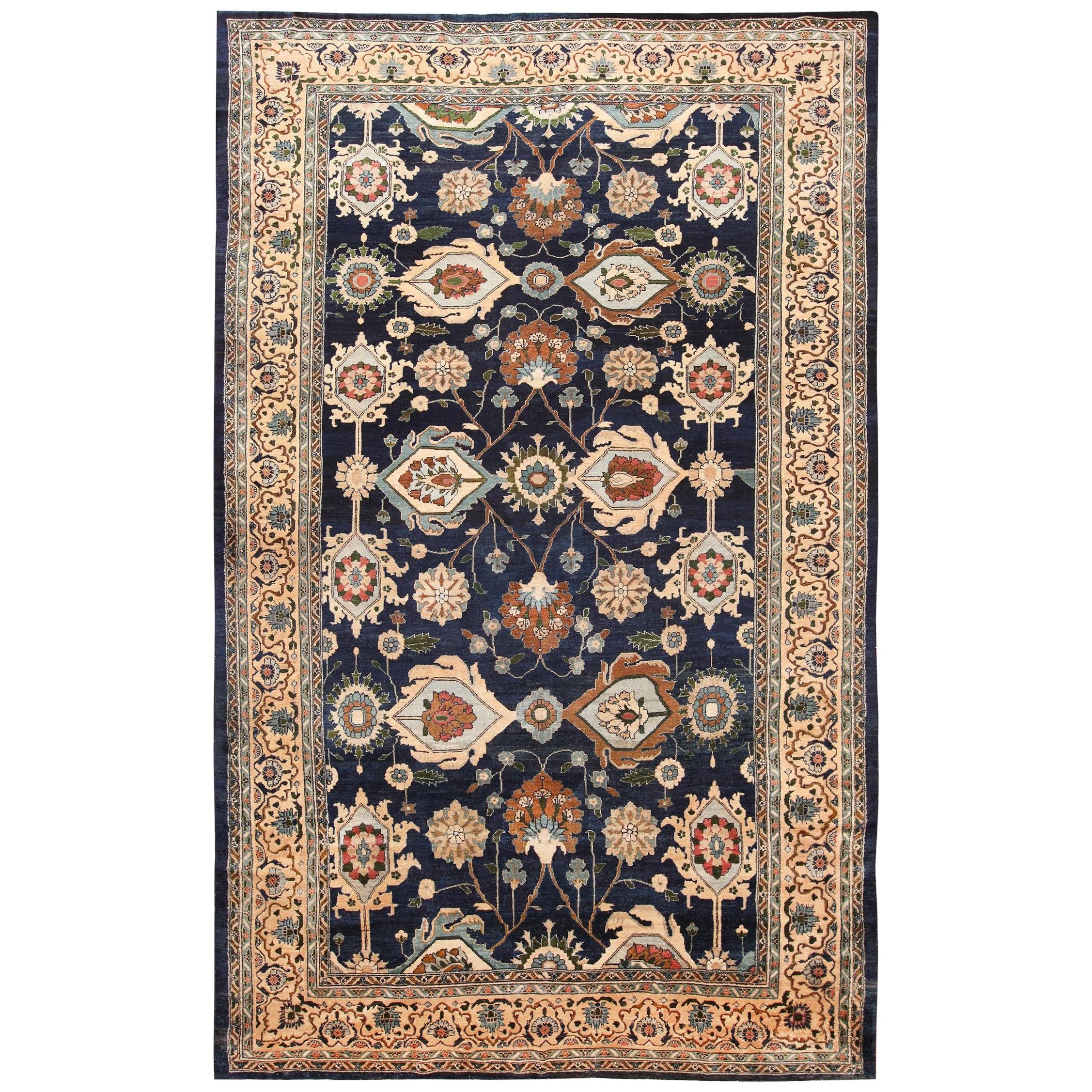 Large Blue Antique Persian Malayer Rug. Size: 9 ft 10 in x 16 ft 8 in