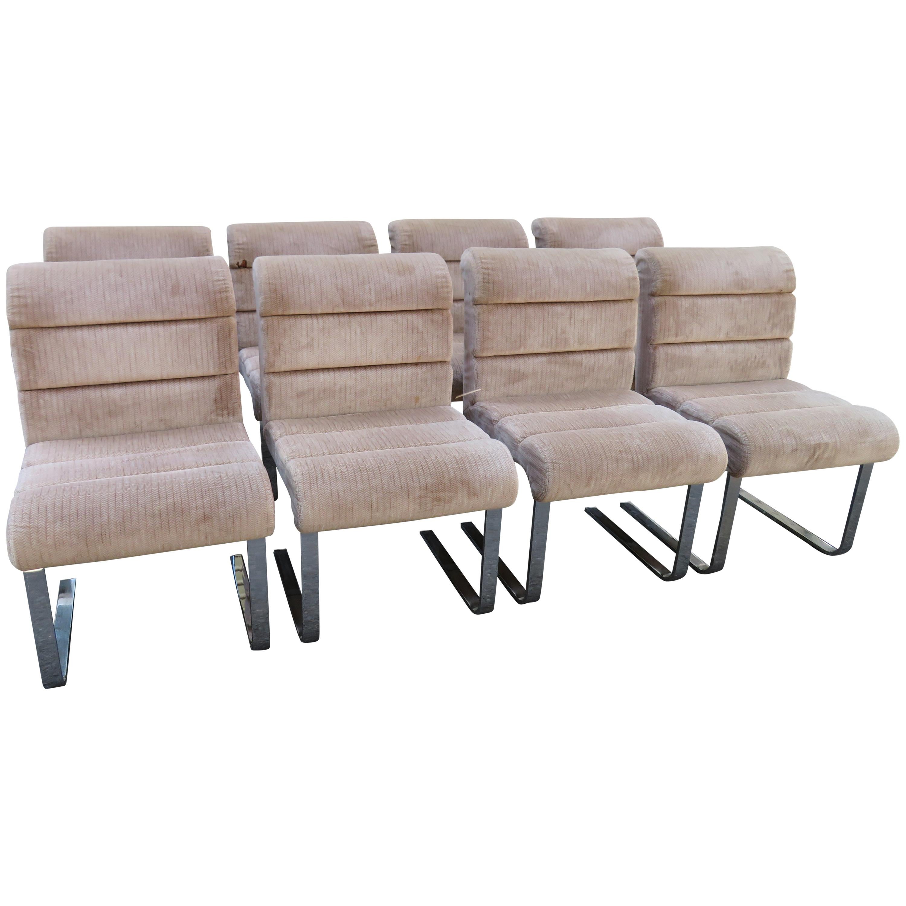  Set 8 Mariani Pace Collection Cantilevered Dining Chairs Mid-Century Modern