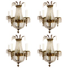 Vintage Set of Four French Style Crystal Sconces