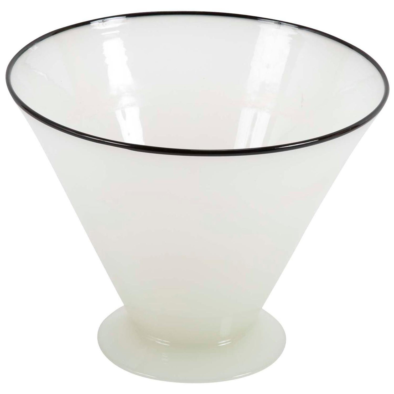 Steuben Alabaster Glass Vase with Applied Black Lip # 7459 at 1stDibs