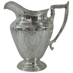 Gorham Sterling Silver 4 Pint Water Pitcher in Maintenon Pattern, No Monogram