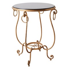 Used Rene Drouet Style Gilded Iron and Granite Table